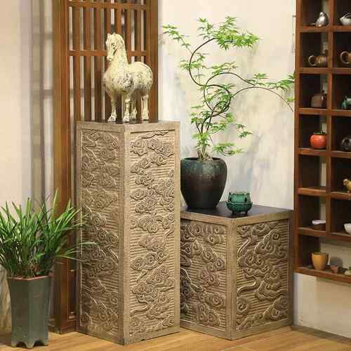 新中装云式祥展示柱室摆内客厅饰摆设彷古落地件庭院花园Z022盆栽