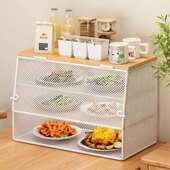 厨房置物架桌面多层菜罩子剩菜剩饭罩桌面多层收纳架餐桌防苍蝇罩