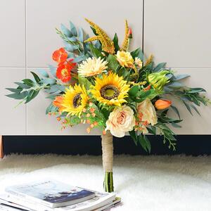 知根 手捧花仿真花束摆件客厅假花玫瑰花套装装饰花茶几摆花干花