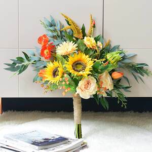 知根 手捧花仿真花束摆件客厅假花玫瑰花套装装饰花茶几摆花干花