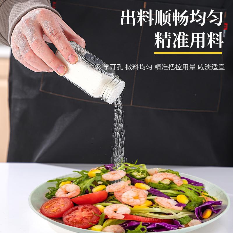 新款直销亚马逊方形调料瓶套装香料罐厨房玻璃密封罐竹木盖烧烤孜