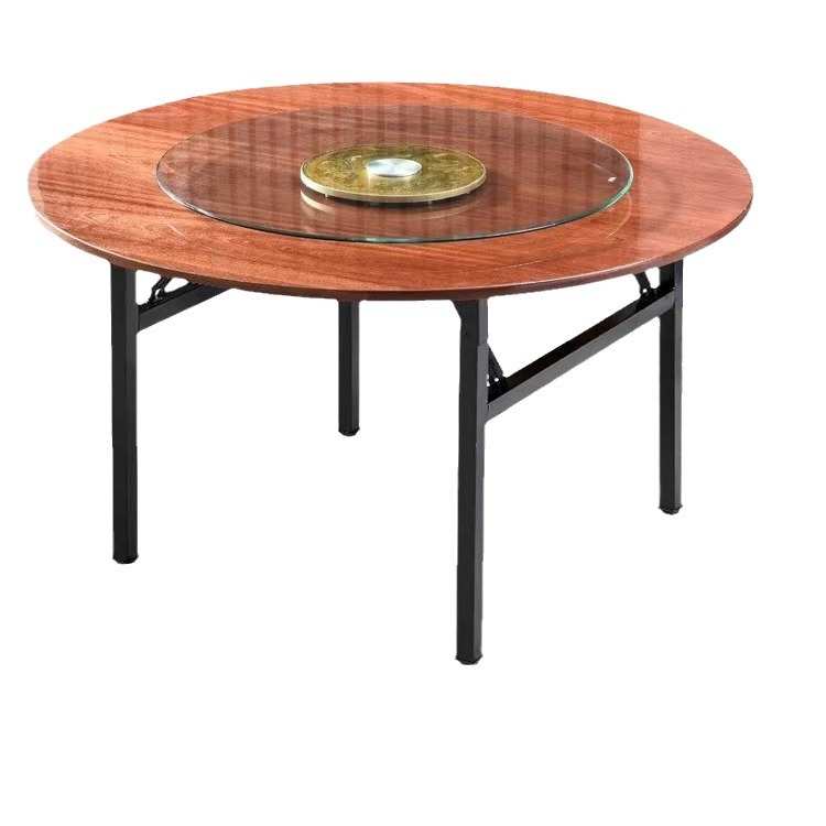 实木圆桌旋转盘饭店酒店餐桌折叠大圆桌面商用10人饭桌小户型家用