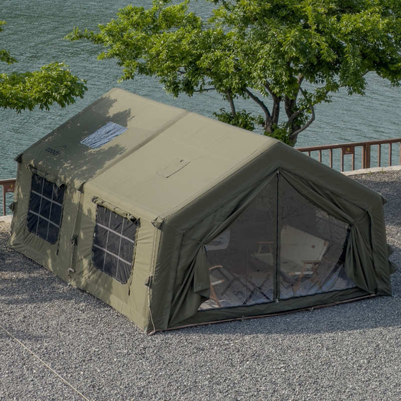 厂家直销军鑫Coody17.2㎡充气帐篷小屋军绿色户外野营防雨免搭建