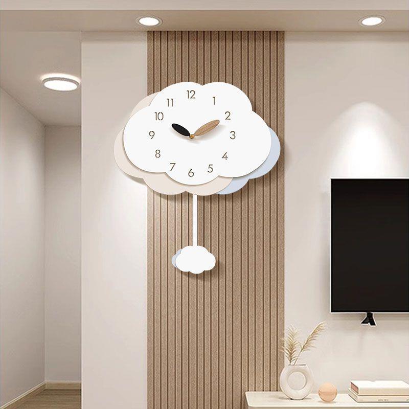 lGPX1s免打孔朵云创钟表客厅2025钟新款挂简约家用静音时钟意挂墙