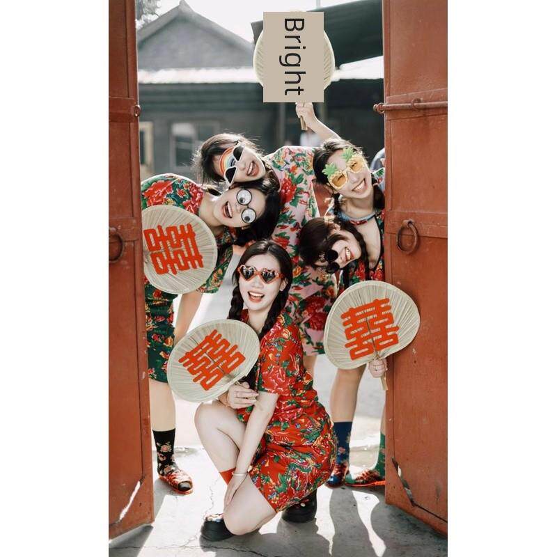 天竺少女娃演出服结婚伴娘服东北大花衣晨袍生日聚会闺蜜二人转