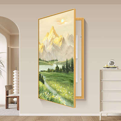 电表箱装饰画竖款大尺寸日照金山风景画可定制配电箱电闸遮挡挂画