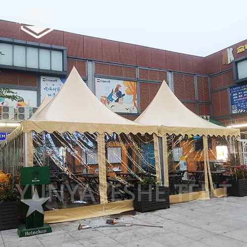 尖顶帐篷4x4m欧式篷房户外餐厅烤吧遮阳篷铝合金框架结构组装