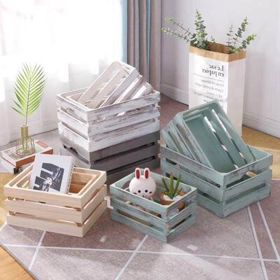 Retro wooden crate solid wood storage box wooden frame box
