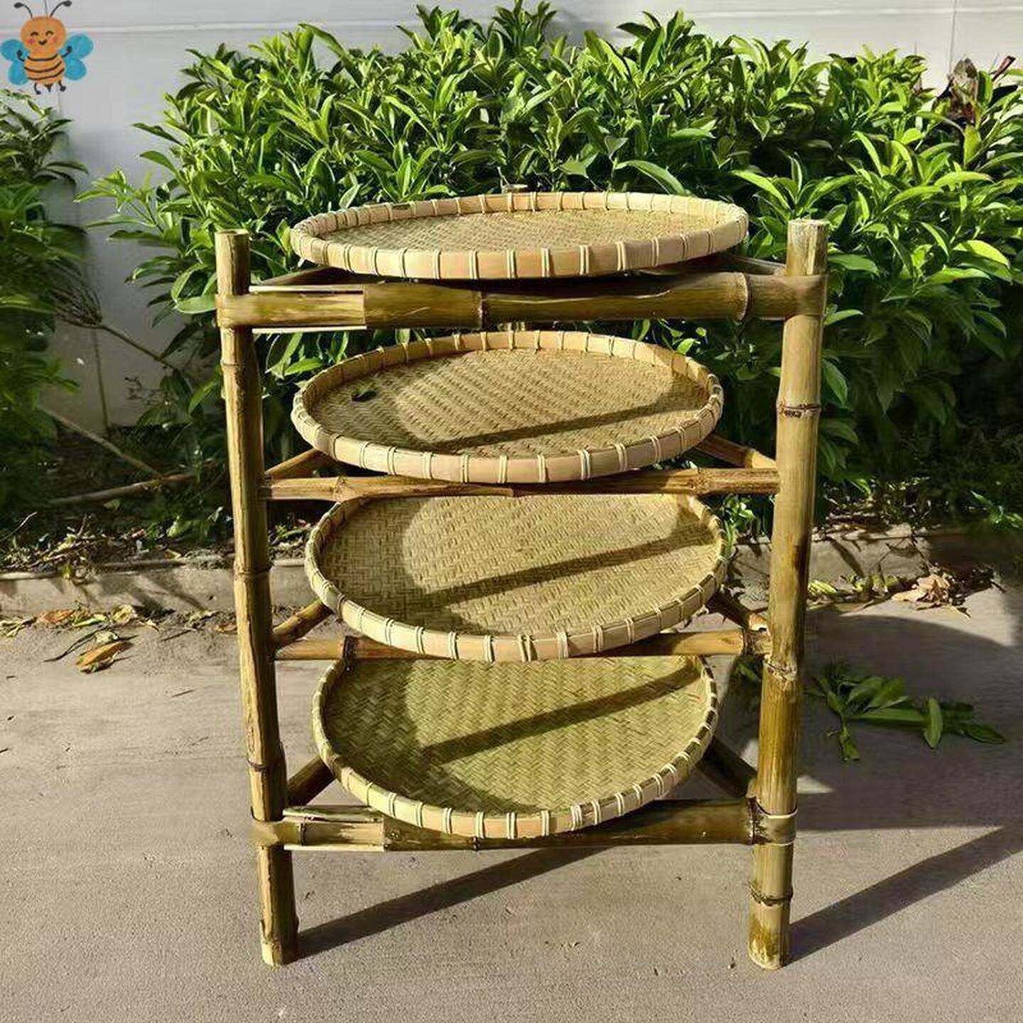 竹架子竹编置物架竹制品簸箕火锅架多层楠竹晾茶晒架竹三脚架手工