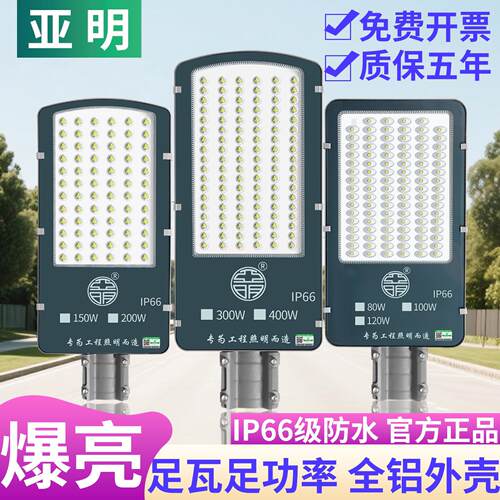 亚明LED路灯头户外防水防雷220v新农村社区电U线 线杆道路庭院灯