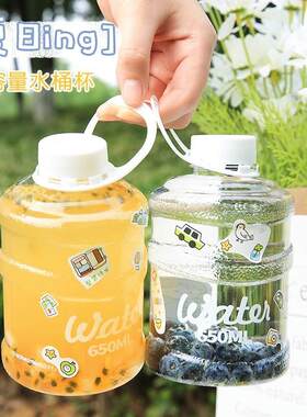 网红迷你小矿泉水桶吨吨桶小号奶茶个性创意水杯透明塑料饮水机桶