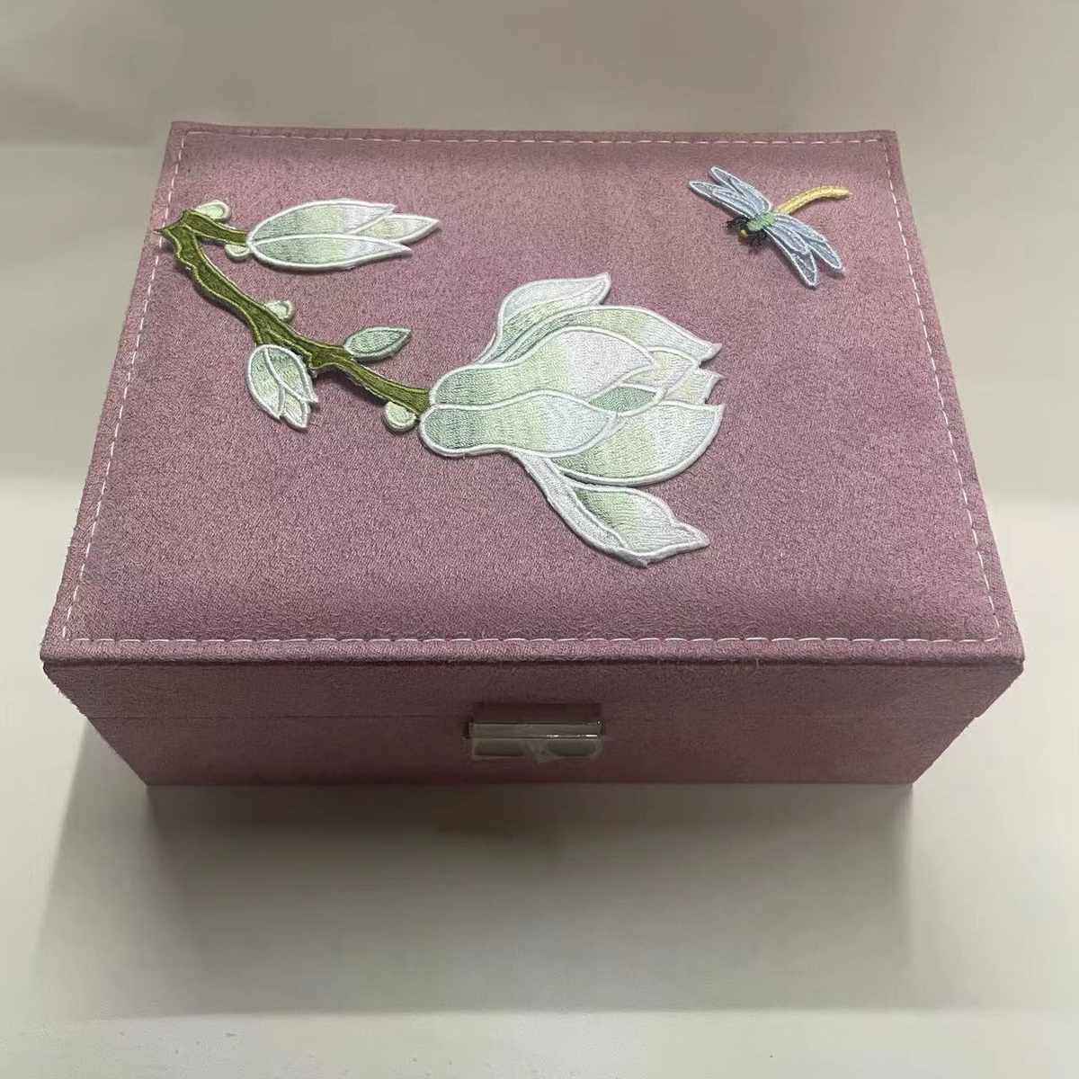 绒布盒刺绣木质首饰盒带锁饰品盒古典收纳盒中国风单层耳钉盒,收纳整理,口红收纳包/盒/袋,淘宝优惠券,粉丝福利购,淘宝优惠卷