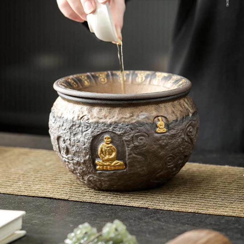 皇家老岩泥敦煌建水茶洗手作茶孟水孟笔洗茶渣缸大号高档茶具配件