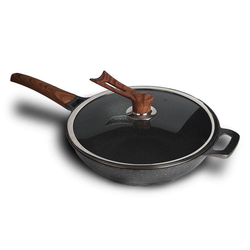 直销不粘锅28/30/32CM精品炒锅T型盖铝合金铝锅不粘锅