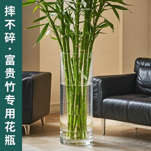 富贵竹专用花瓶透明大号特大号落地高4050cm大口径塑料彷压克力大