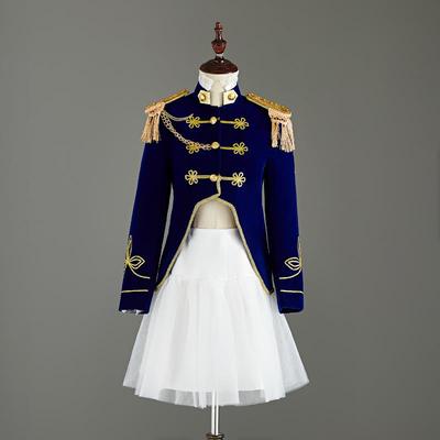 高档宝蓝色男女适用军礼服舞台演唐装2050岁尺码多样 20-50岁适用