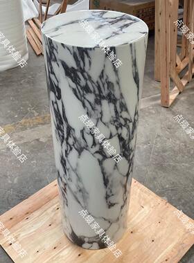 大理石圆形立柱摆件底座玄关落地高低展示台装饰墩子高端花架