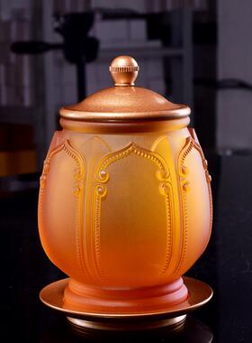 供佛琉璃吉祥花圣水杯八吉祥铜供杯宝相花贡杯供观音净水杯摆件