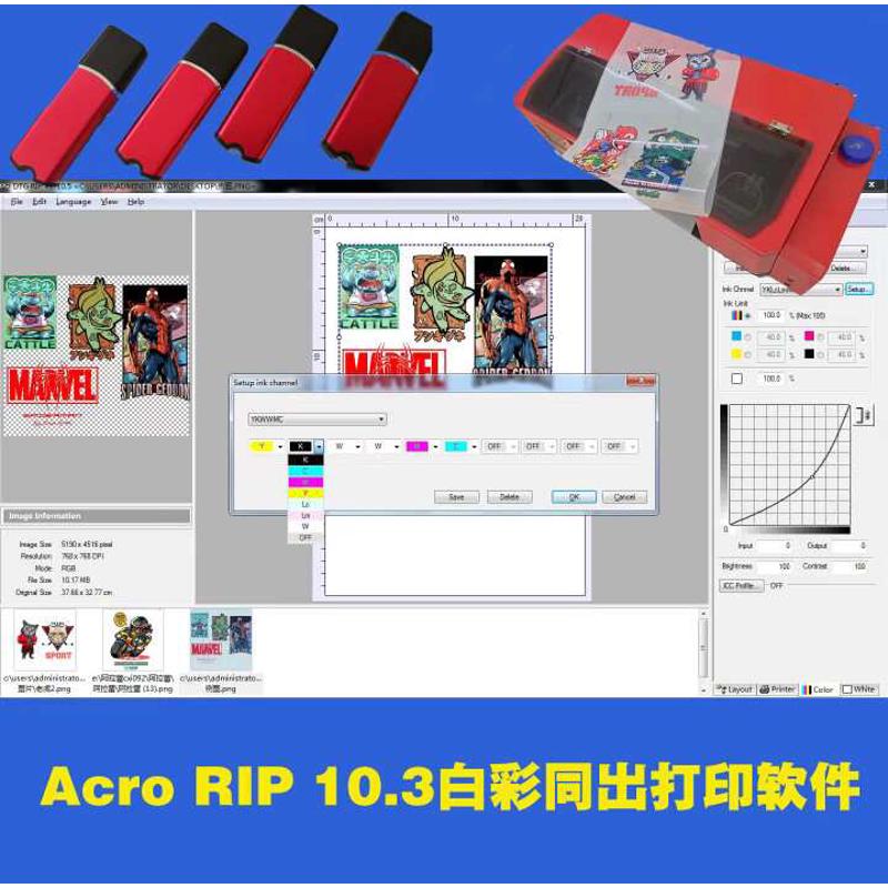 ACRO RIP10.5 White and color Zupgrade software with Lock key
