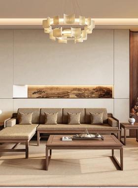 新中贵式意北美黑胡桃木布沙发宋艺55752式美学办公室L型转角妃禅