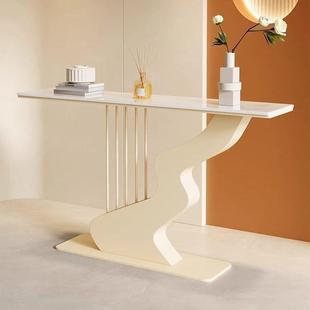 奶油轻奢板玄岩关476桌创风意玄关台酒店别墅入户廊条走案艺术端