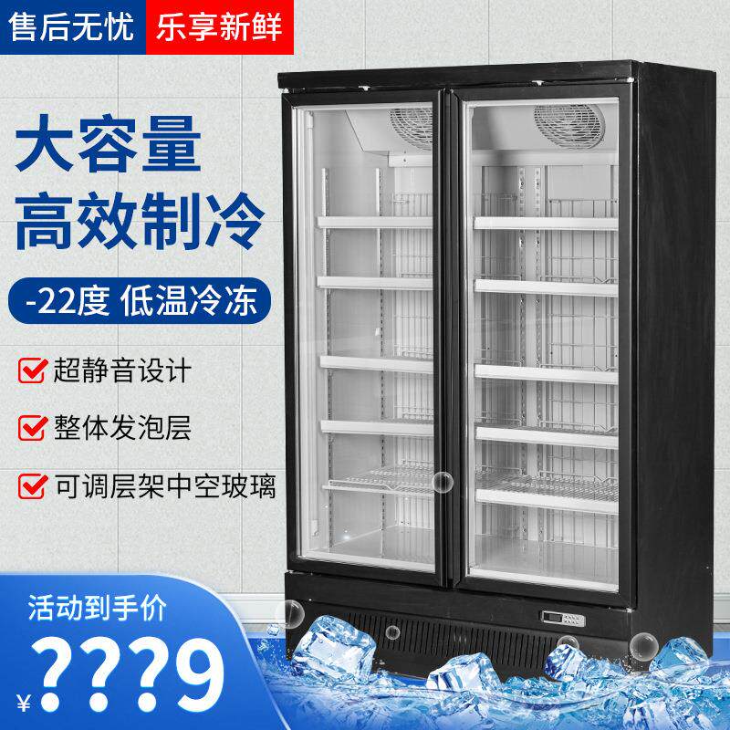 -22度冷冻展示柜大容量冰淇淋榴莲急冻生鲜肉类冻品风冷冰箱