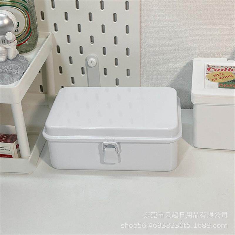 复古粉色铁盒可爱收纳盒封口贴小卡盒子收纳床头柜吧唧收纳储物盒