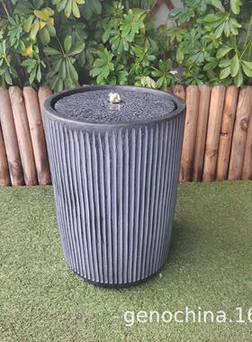 现代风竖条纹立体感插电景观室内户外园林风景装饰流水摆件喷泉-3