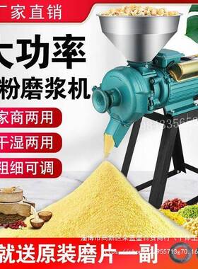 玉米粉碎家用220v研磨饲料干湿两用小型五谷杂粮超细磨粉机亚马逊