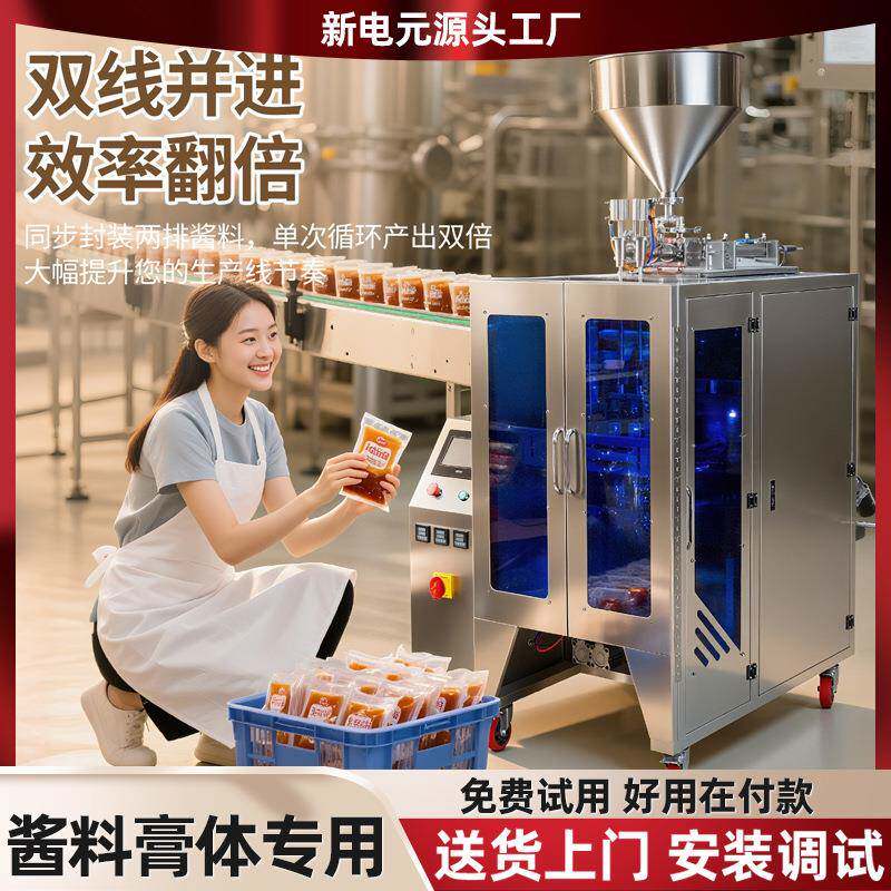 自动定量双列灌装机酱料液体膏体包装机漱口水高速多列粉末打包机