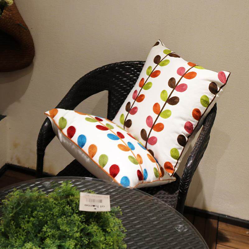 美式奢华纯棉刺绣抱枕套不含芯正方形北欧抱枕靠垫客厅沙发靠枕垫