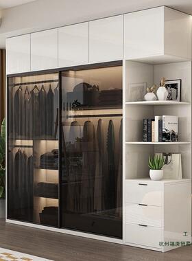 现代推简约轻奢玻门衣柜拉门家用卧室帽间FM6M6SMM白色柜趟滑移门