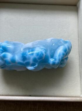 天然多米尼加海纹石海豚吊坠拉利玛摆件手把件挂件59.4*39.5*23.7