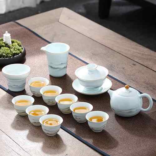 正品青瓷功夫茶具套223新款0茶壶泡茶盖碗茶杯茶家用办公喝茶具装