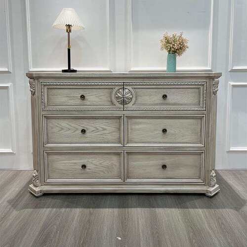 美式轻奢六斗柜落地实木收纳柜客厅入户玄关柜卧室家用储物柜整装