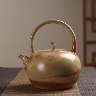 窑变陶煮茶壶提梁壶烧水泡茶壶纯陶复古壶家用电陶炉明火炭火可用