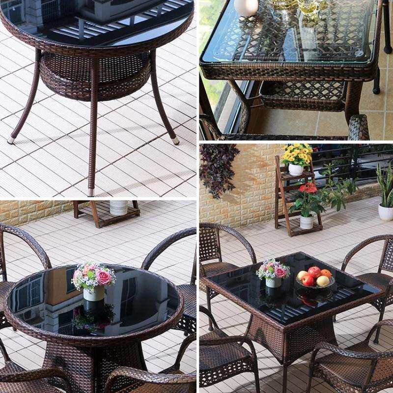 户外阳台编藤桌椅子室外庭院简约便携下午茶休闲靠背椅单人小茶几