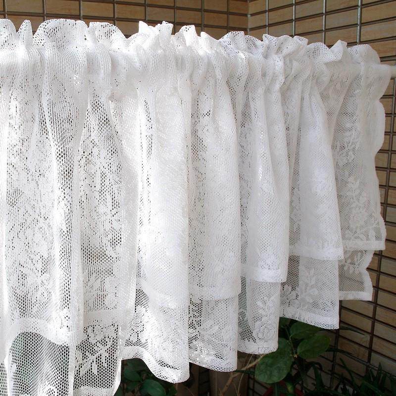 双层蕾丝小窗帘厨房半帘魔术贴免打孔橱柜帘门帘飘窗帘纱穿杆帘头,居家布艺,成品窗帘,淘宝优惠券,粉丝福利购,淘宝优惠卷