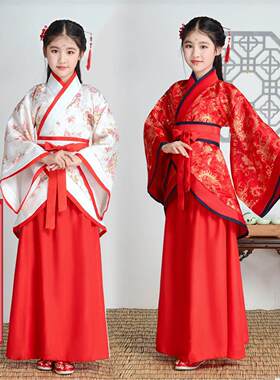 仙女儿童服装古代汉服古装表演服古风古筝贵妃女童装唐装公主服