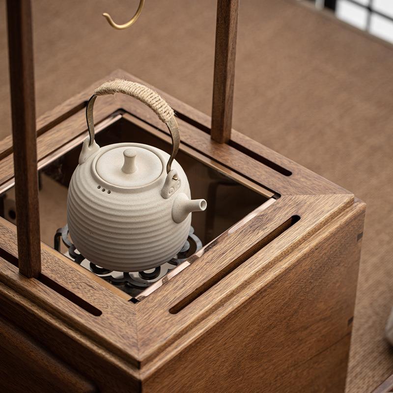 胡桃木茶火碳炉实木家用煮茶钵炉烤火炉木新中Y2023122式围炉煮原