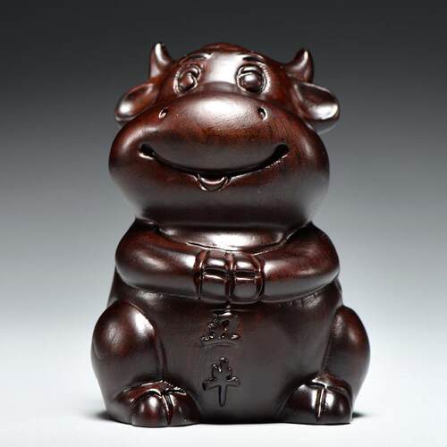 黑檀木雕十二生肖三合摆件一套鼠牛虎兔龙蛇马羊猴鸡狗猪家居装饰