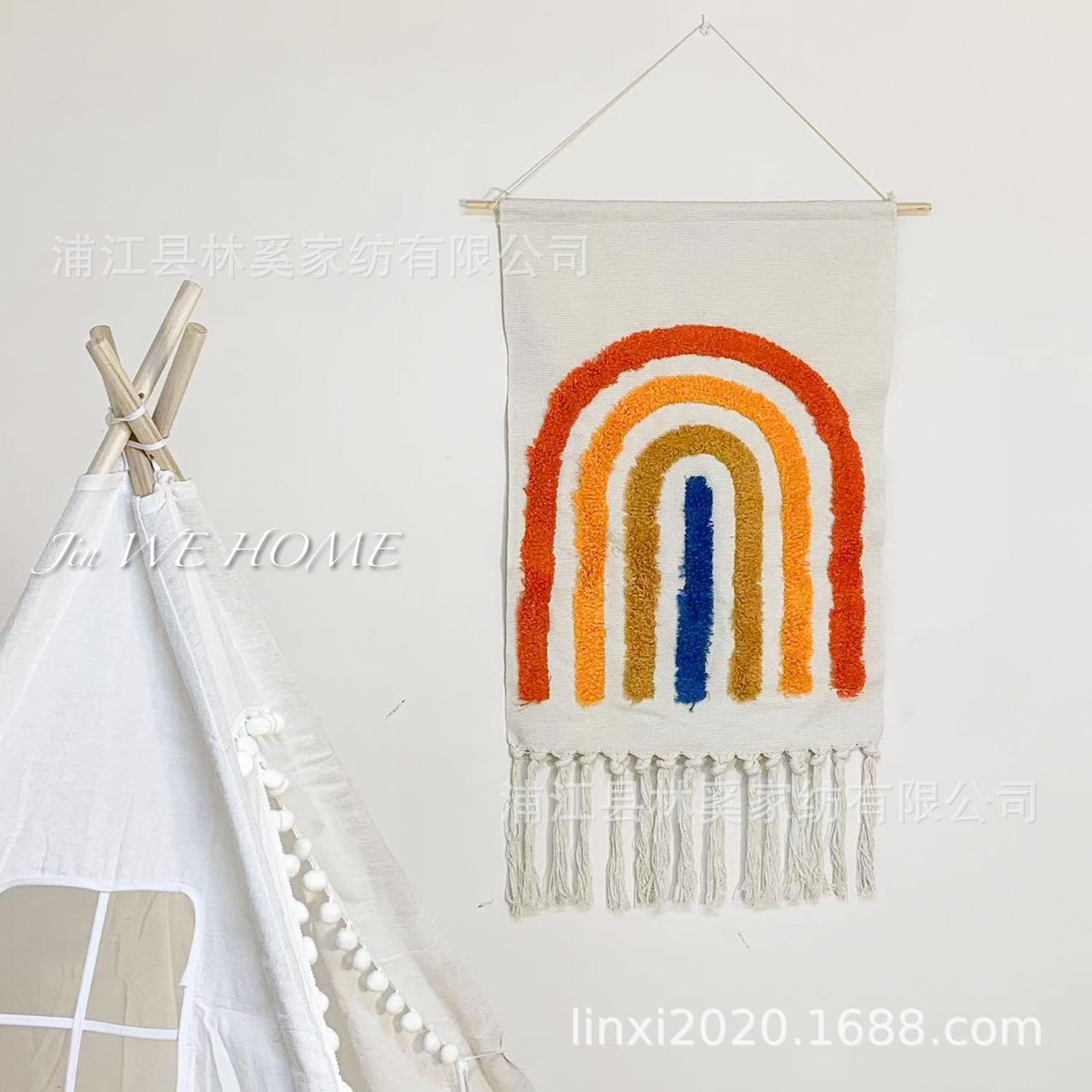 包邮摩洛哥手工编织棉麻挂毯电表箱遮挡装饰挂画床头挂饰
