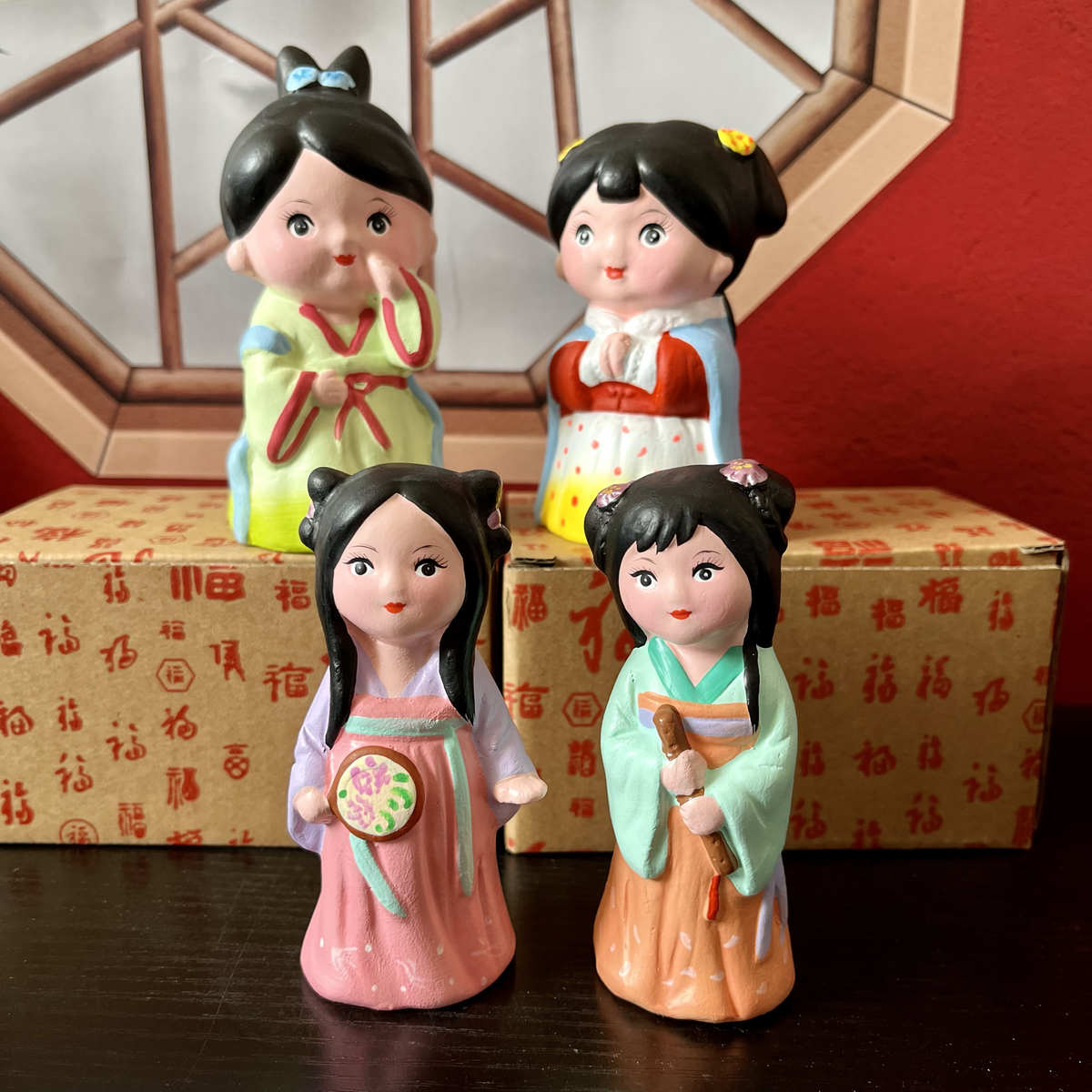 泥人张手工艺品古风汉服格格小摆件可爱少女中式玩偶礼物桌面摆设