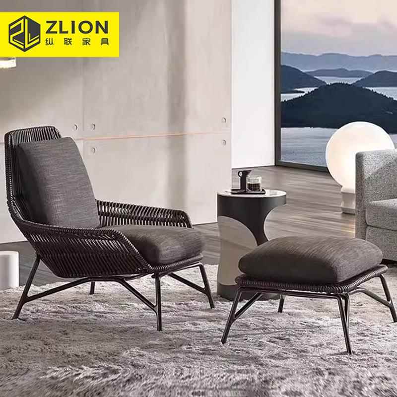 户外别墅藤编发北室外花闲园庭院藤椅阳64台休躺椅欧沙茶几懒人沙