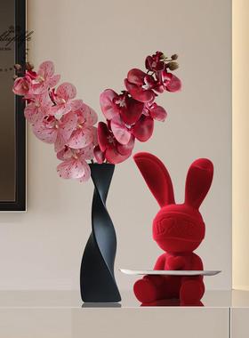 客厅摆件轻奢高档红色兔子新婚礼物家居电视柜玄关钥匙收纳装饰品