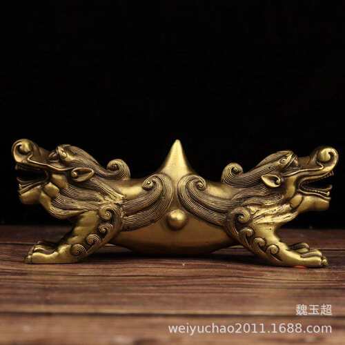 走虎笔架笔搁 老虎笔架铜摆件天龙地虎笔架瑞兽摆件文房四宝摆件