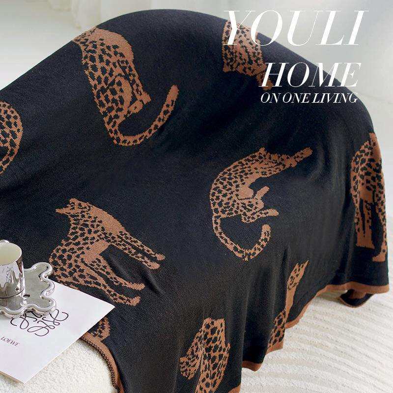 北欧高级毛毯针织毯复古客厅沙发毯办公室午休毯子午睡毯黑色盖毯