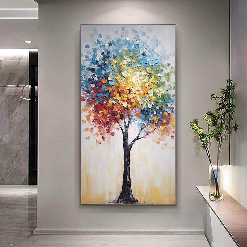 顺丰《发财树》客厅走廊过道装饰画玄关挂画手绘艺术抽象简约肌理