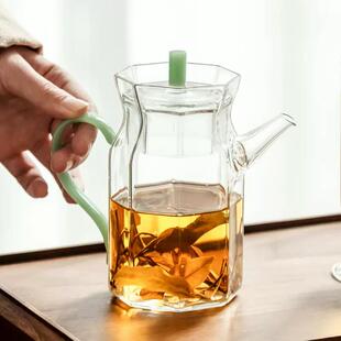 八角仿宋手执壶玻璃仿宋壶耐高温防爆家用绿茶壶商用泡茶壶冲茶器
