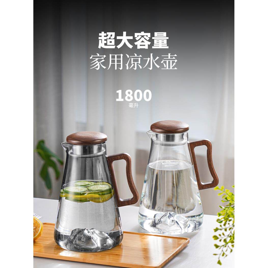 大容量玻璃冷水壶家用耐热果汁茶壶开水瓶耐高温凉水壶凉水杯套装